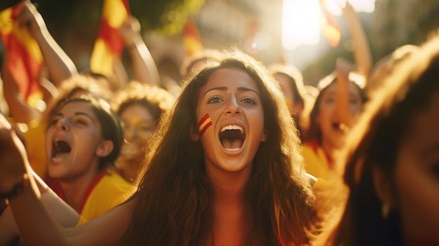 Women celebrating victory at the street