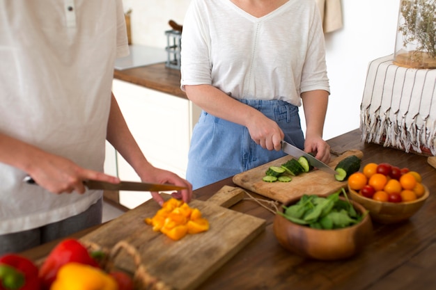 Free photo women cooking with different ingredients