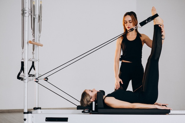 Women doing pilates on a reformer