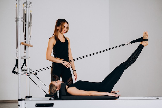 Women doing pilates on a reformer