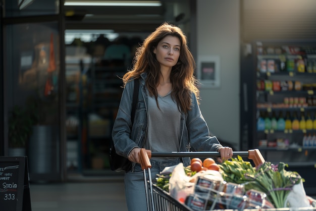 Free photo women happily shopping or buying consumer products for customer day