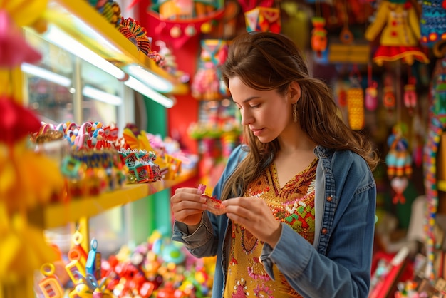 Women happily shopping or buying consumer products for customer day