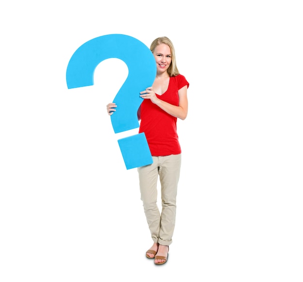 Women Holding Question Mark Symbol