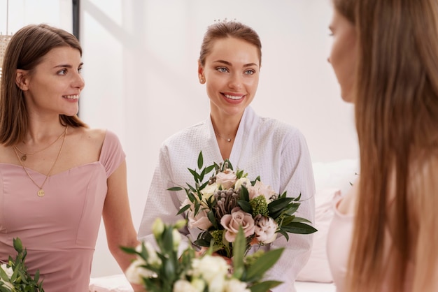 Free photo women making preparations for wedding