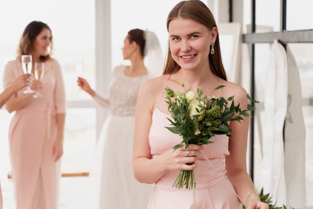 Free photo women making preparations for wedding