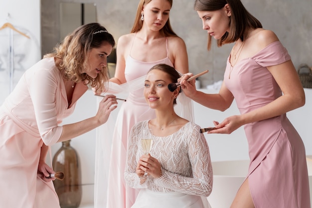 Free Photo women making preparations for wedding