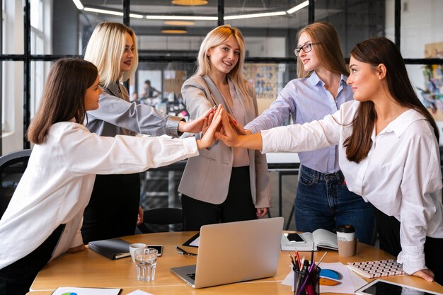 Women meeting to celebrate business success