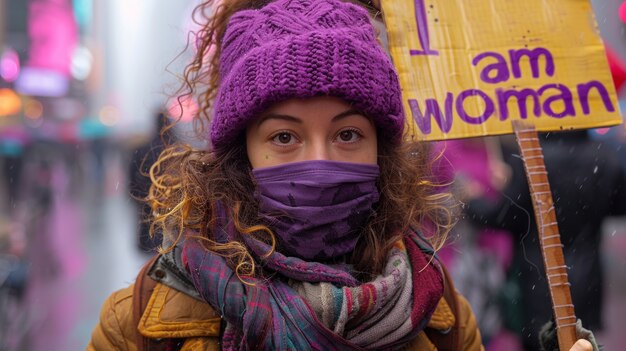 Women protesting for rights on  women's day