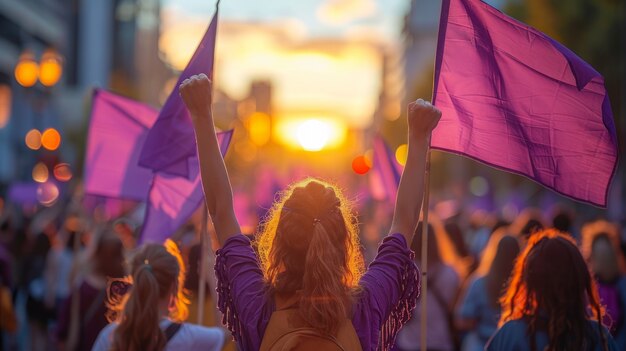 Women protesting for rights on  women's day