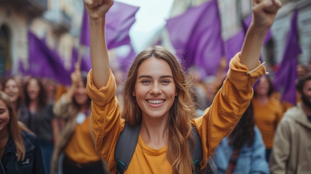 Women protesting for rights on  women's day