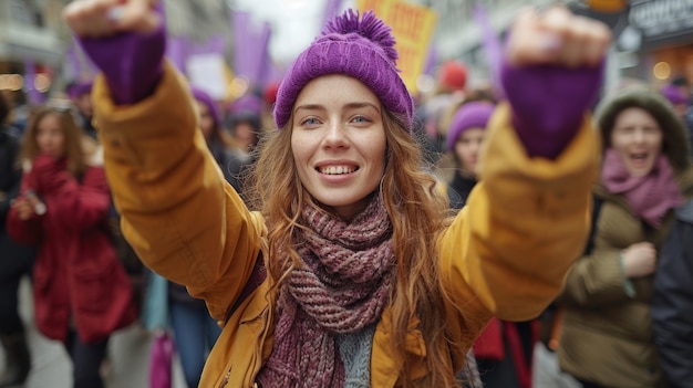 Women protesting for rights on  women's day