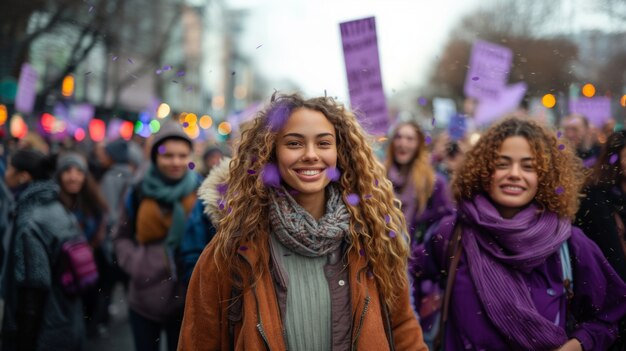 Women protesting for rights on  women's day