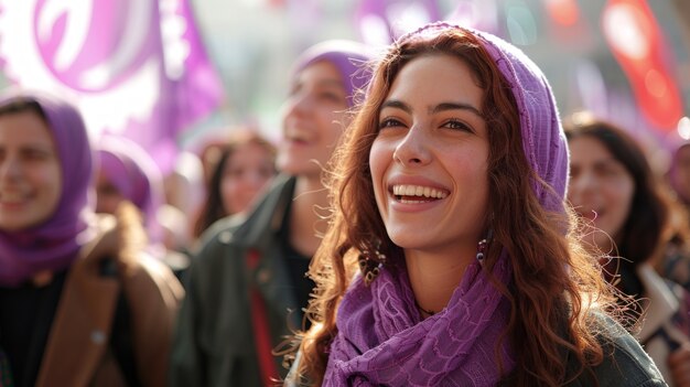 Women protesting for rights on  women's day