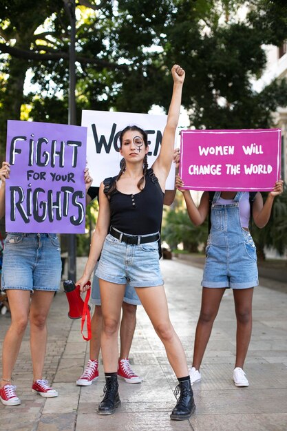 Women protesting together for their rights