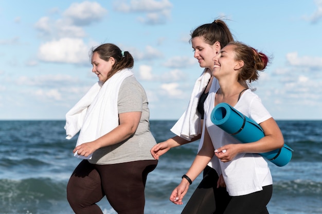 Women running together outside