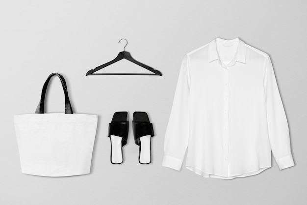 Women's apparel minimal set in white tone