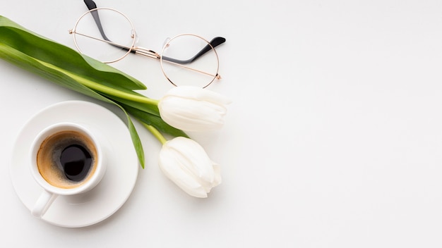 Women's day assortment on white background with copy space