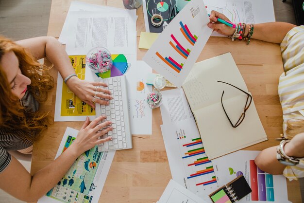 Women sitting and working