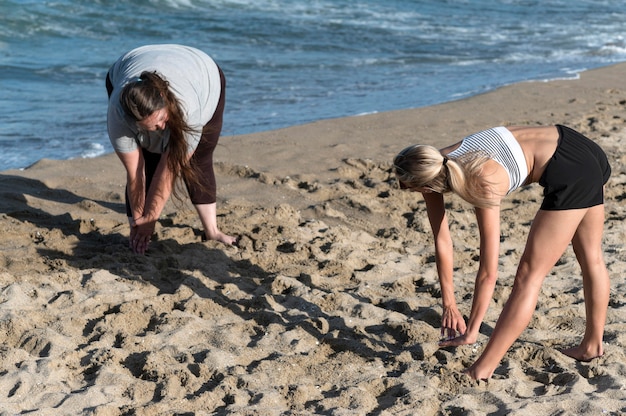 Women training together outside