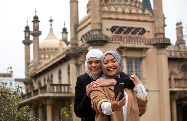 Women wearing hijab an having a good time