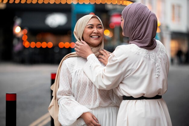 Women wearing hijab an having a good time