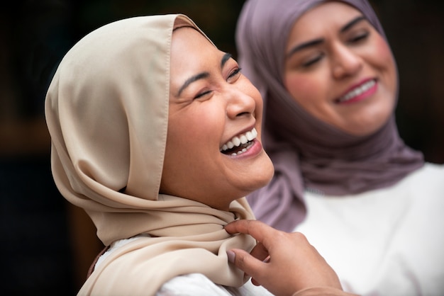 Women wearing hijab an having a good time