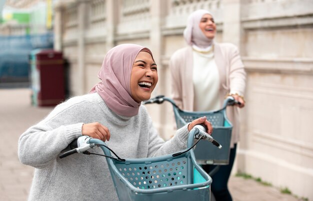 Women wearing hijab an having a good time