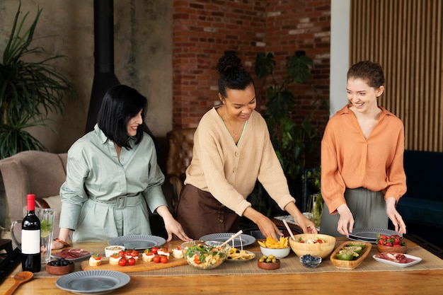 Women with delicious food medium shot