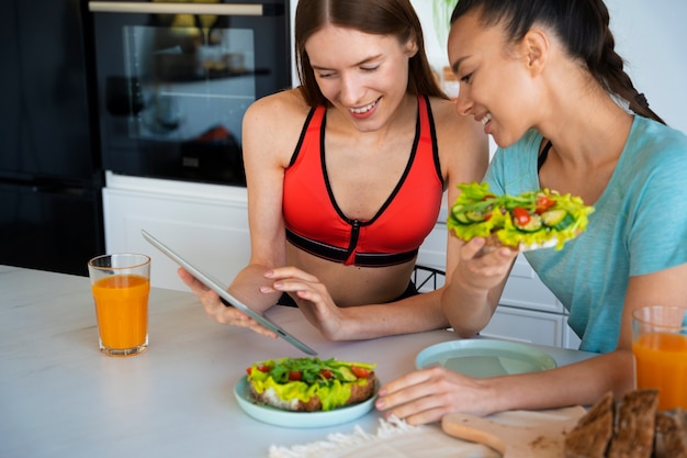 Free Photo women with healthy food  medium shot