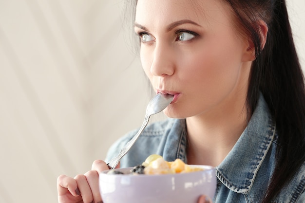 Women with her breakfast