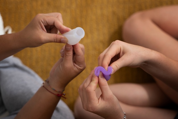 Women with reusable menstrual products