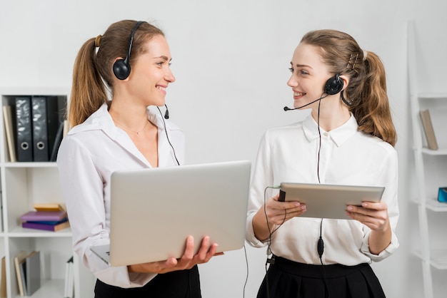 Women working in call center