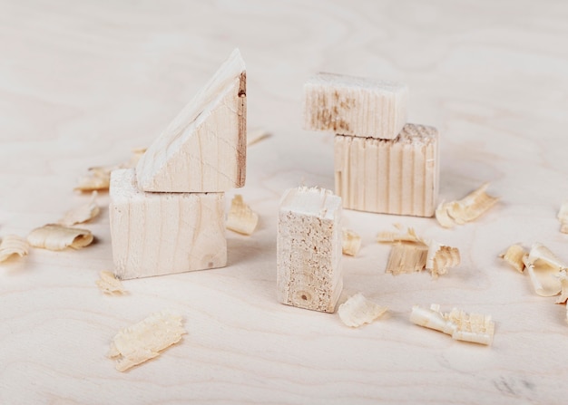 Wood blocks on desk