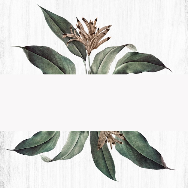 Free Photo wooden background with a floral banner