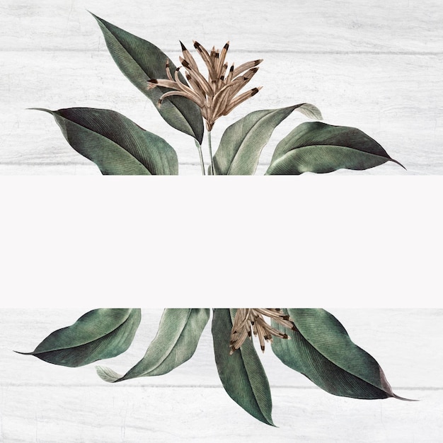 Free photo wooden background with a floral banner