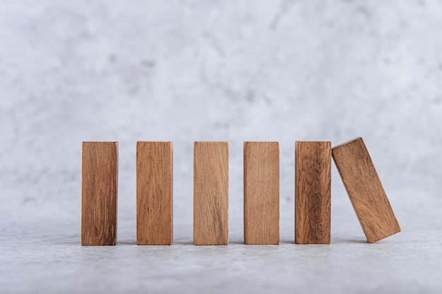 Free photo wooden blocks, used for domino games.