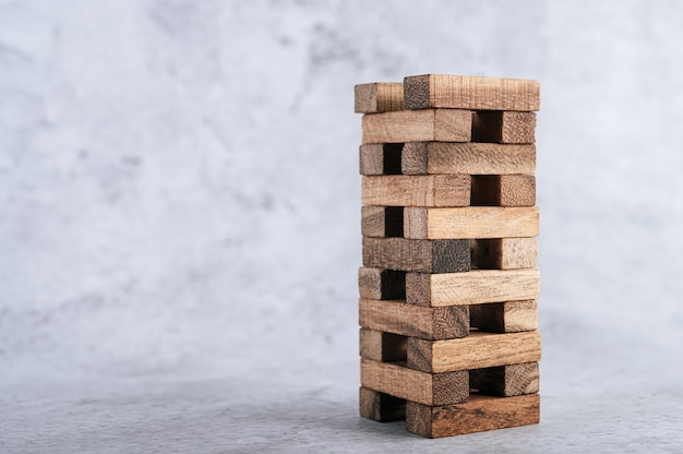 Free photo wooden blocks, used for domino games.