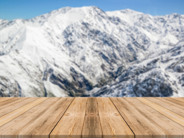 Free Photo wooden board empty table in front of blurred background