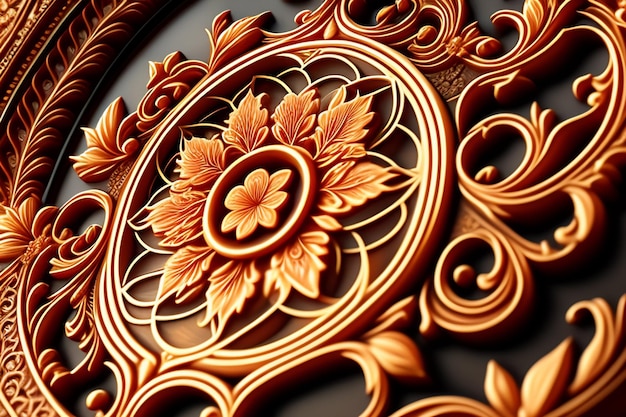 Free photo a wooden carving with a flower pattern.