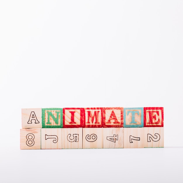 Free Photo wooden cubes with animate title