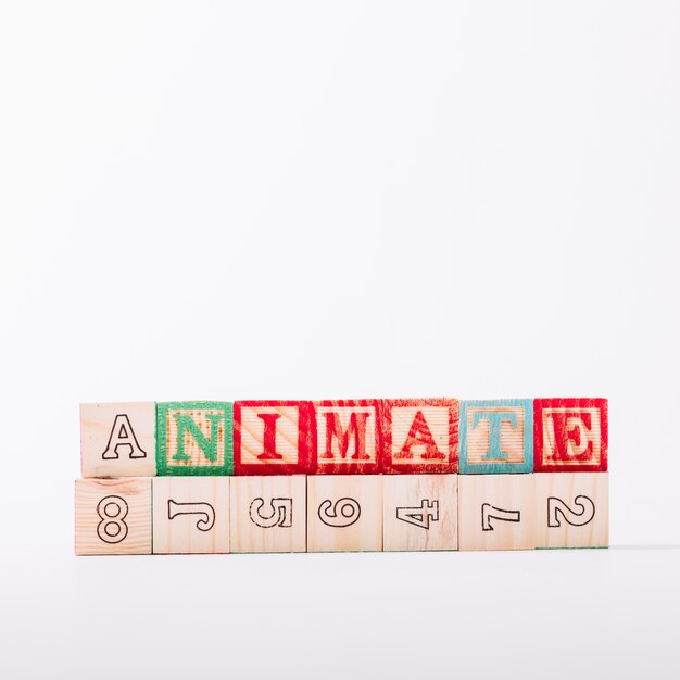 Wooden cubes with animate title