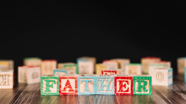 Wooden cubes with father inscription