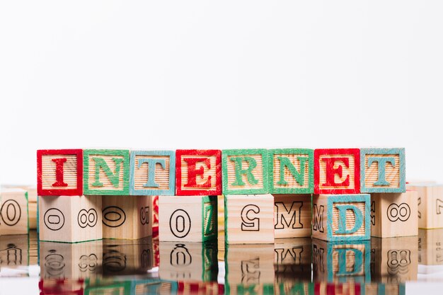 Wooden cubes with internet inscription