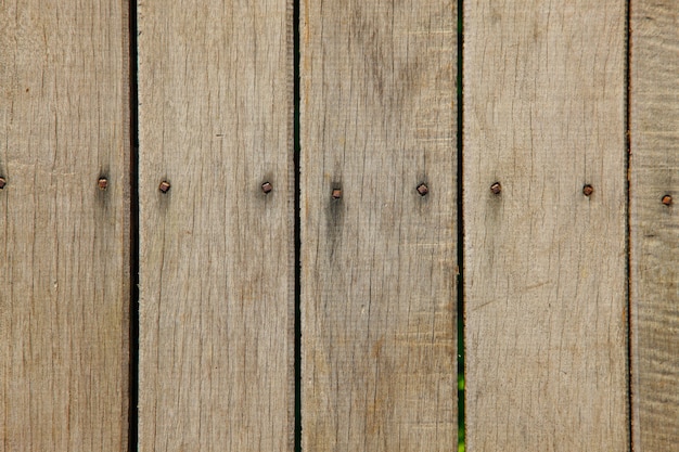 Wooden fence with nails