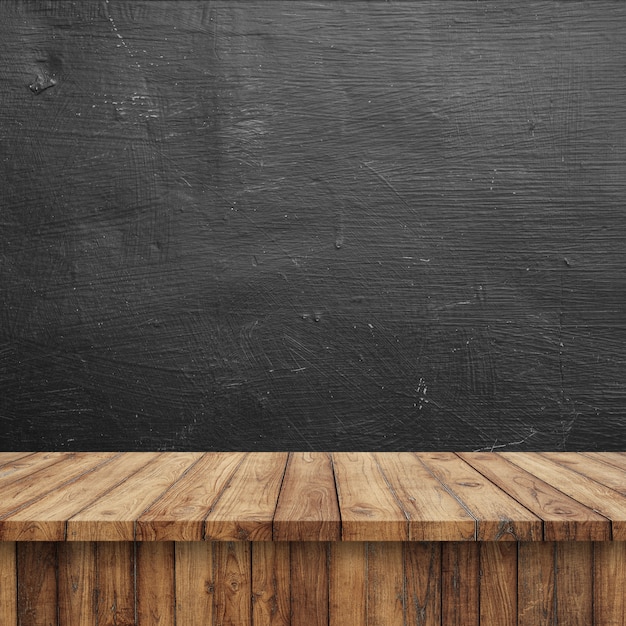 Wooden floor with a blackboard