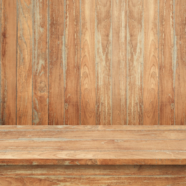 Wooden floorboards with wooden wall