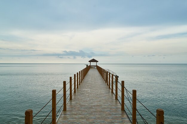 Wooden harbor in the sea water