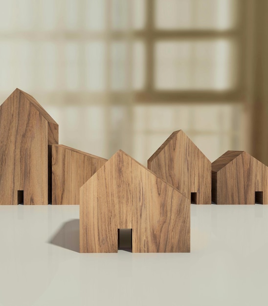 Wooden house model Housing and real estate concept