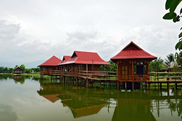 Free photo wooden houses over the water