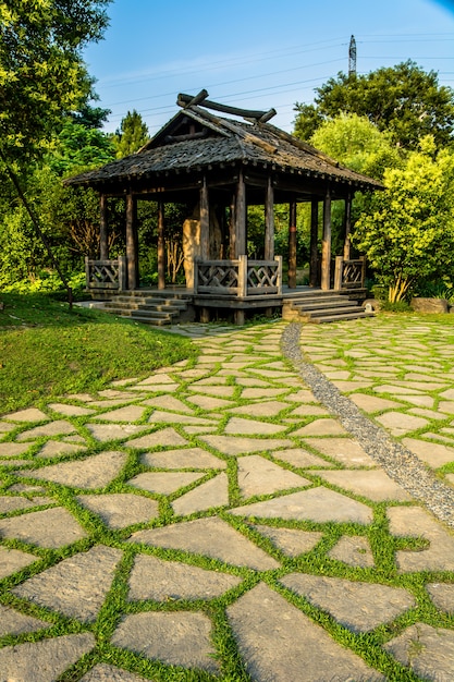 Wooden hut in the middle of the forest